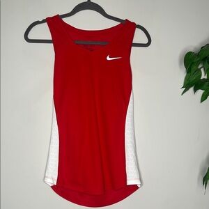 Nike Women's Red Tank Top with White Accents